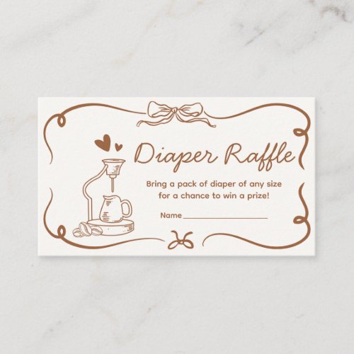 Coffee Baby Is Brewing Baby Shower Diaper Raffle Card