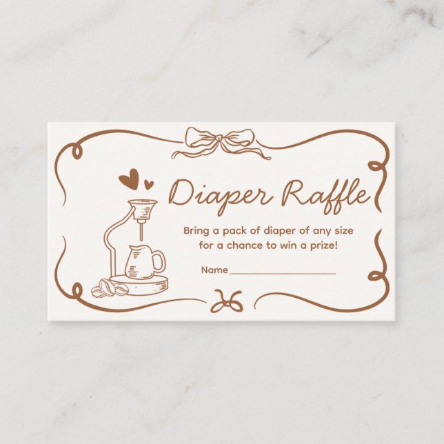 Coffee Baby is Brewing Baby Shower Diaper Raffle Enclosure Card (Front)