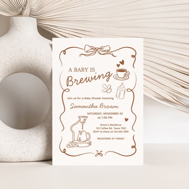 Coffee Baby is Brewing Baby Shower Invitation (A Baby is Brewing Coffee Baby Shower Invitation)