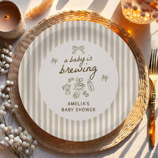 Coffee Baby is Brewing Baby Shower Paper Plates