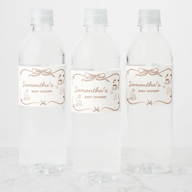 Coffee Baby is Brewing Baby Shower Water Bottle Label (Bottles)