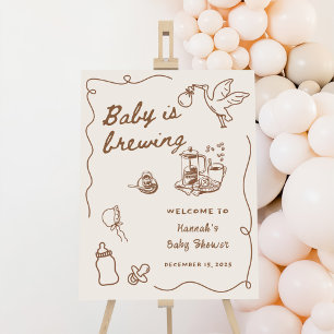 Coffee Baby is Brewing Baby Shower Welcome Sign