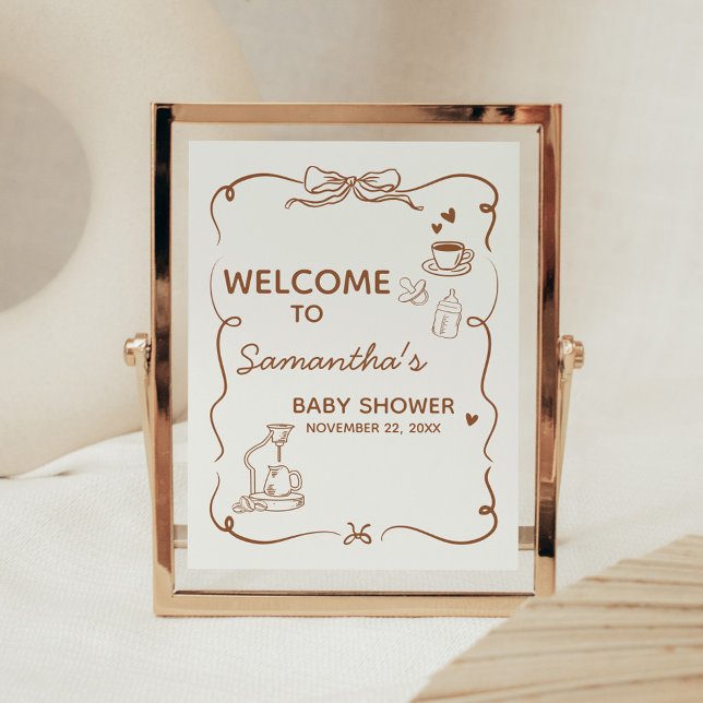 Coffee Baby is Brewing Baby Shower Welcome Sign (Coffee Baby is Brewing Baby Shower Sign)