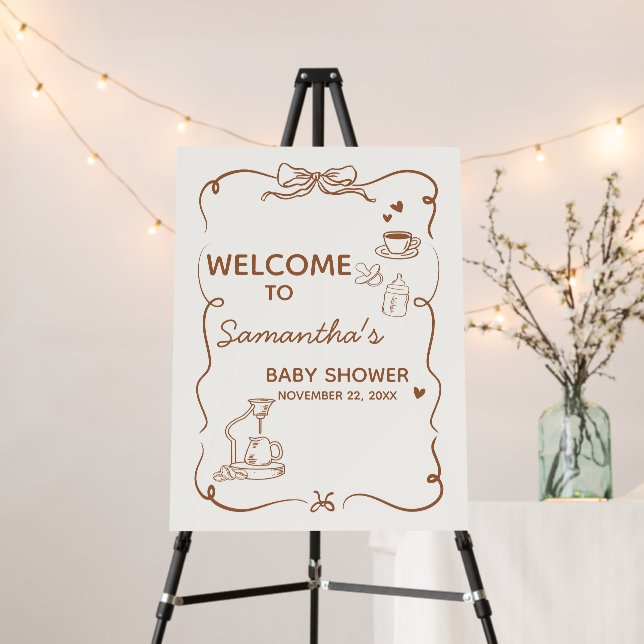 Coffee Baby is Brewing Baby Shower Welcome Sign (In Situ (Stand))