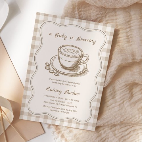 Coffee Baby Is Brewing Latte Baby Shower Invitation