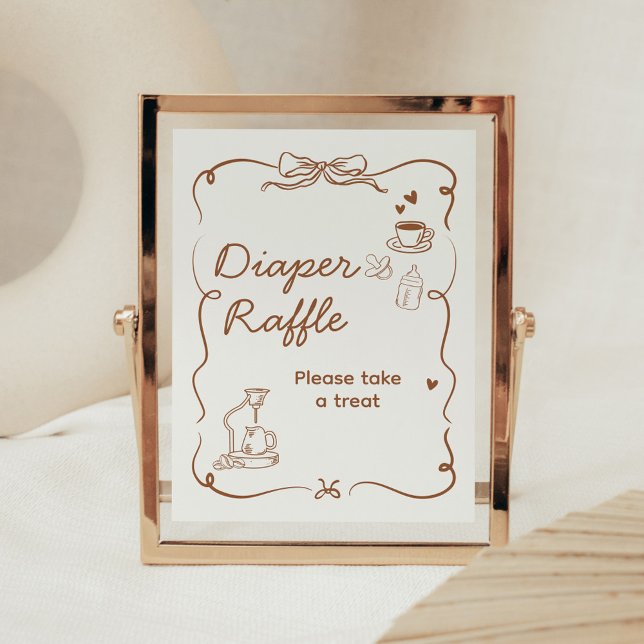 Coffee Baby is Brewing Shower Diaper Raffle Sign (Coffee Baby is Brewing Baby Shower Sign)
