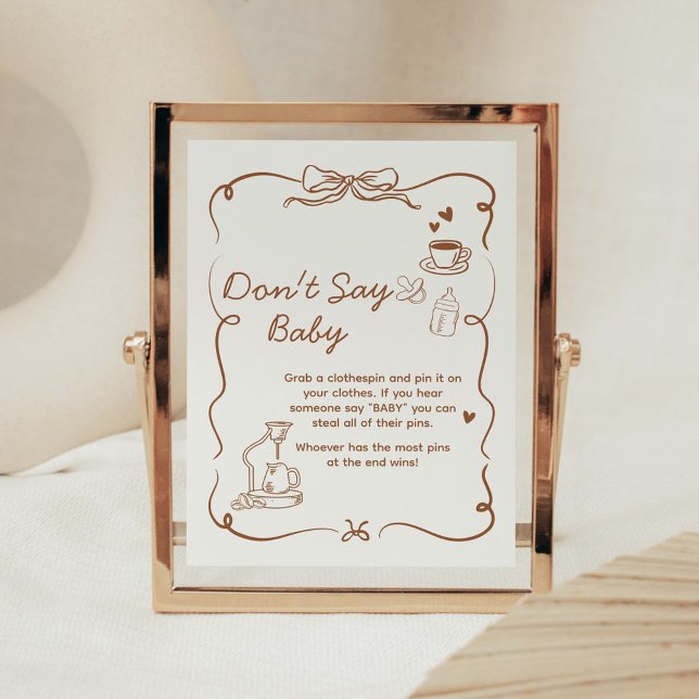 Coffee Baby is Brewing Shower Don't Say Baby Sign (Coffee Baby is Brewing Baby Shower Sign)
