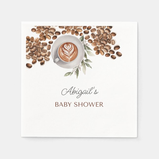 Coffee Baby Shower - a Baby is Brewing Napkins (Front)