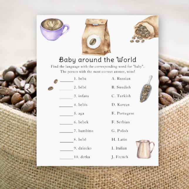 Coffee baby shower - Baby around the world game (Creator Uploaded)