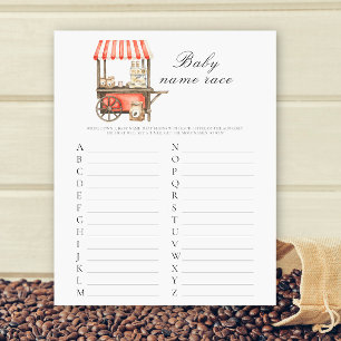 Coffee baby shower - Baby name race game
