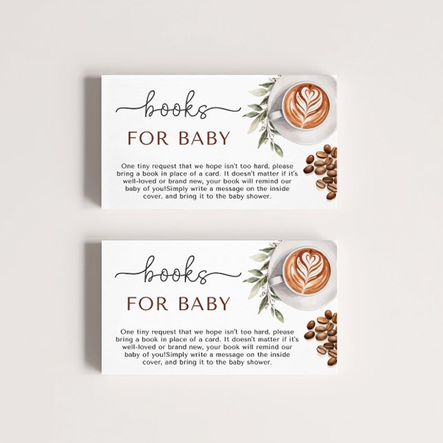 Coffee Baby Shower - Books for Baby Enclosure Card (Coffee Baby Shower - A Baby is Brewing Gender Neutral Baby shower, Diaper Raffle Enclosure Card)