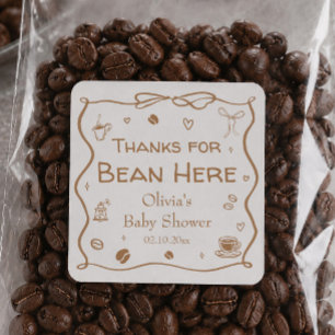 Coffee Baby Shower Coffee Beans Favor Square Sticker