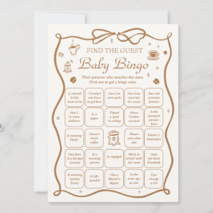 Coffee Baby Shower Find the Guest Bingo Game Card