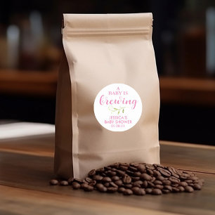 Coffee Baby Shower Greenery Favor Classic Round Sticker
