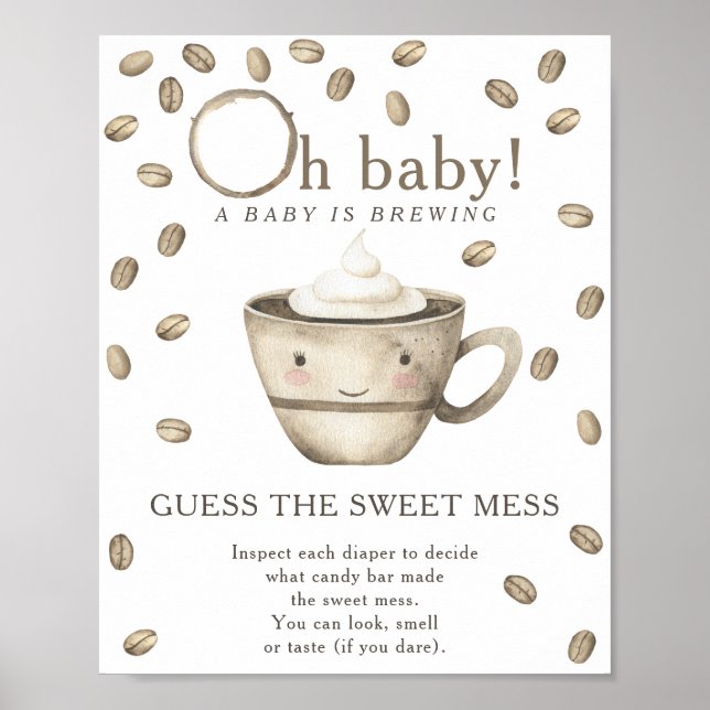 Coffee baby shower Guess the sweet mess Poster (Front)