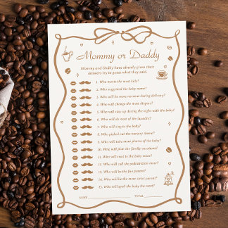 Coffee Baby Shower Guess Who Game Card