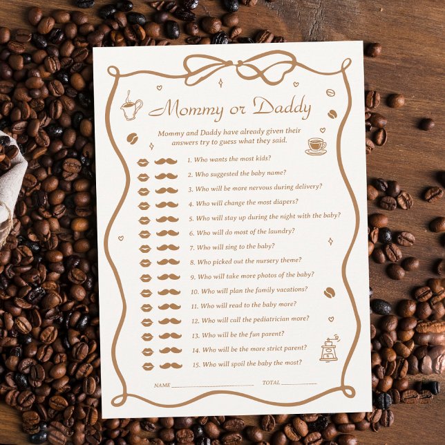 Coffee Baby Shower Guess Who Game Card (Creator Uploaded)