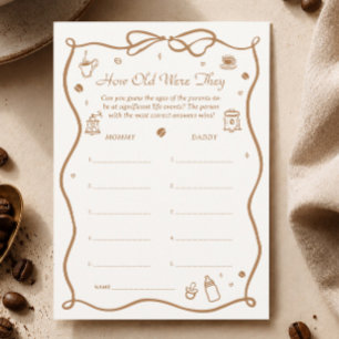 Coffee Baby Shower How Old Were They Game Card