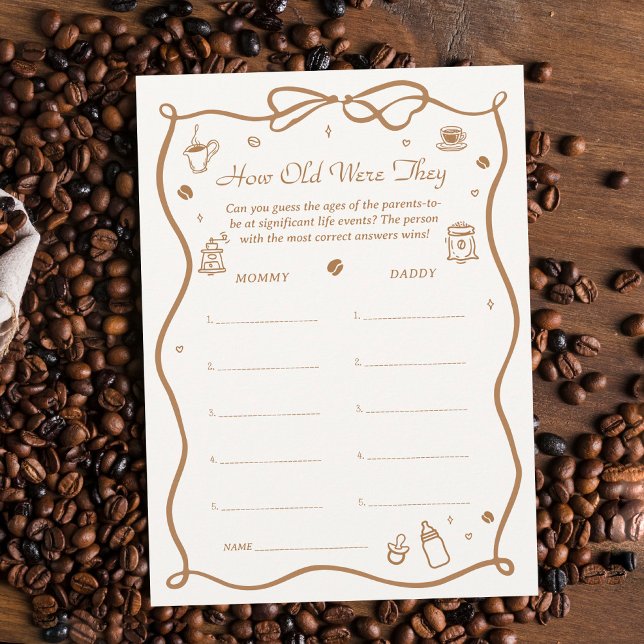 Coffee Baby Shower How Old Were They Game Card (Creator Uploaded)