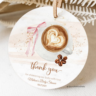 Coffee baby shower Is Brewing bow Favor Tags