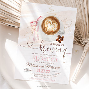 Coffee baby shower Is Brewing  bow Invitation