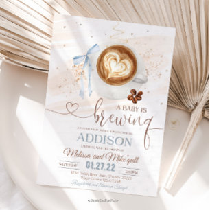 Coffee baby shower Is Brewing  bow Invitation