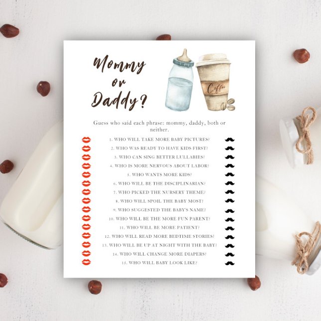 Coffee baby shower - mommy or daddy game (Creator Uploaded)