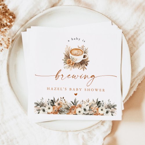 Coffee Baby Shower Napkins, Baby Is Brewing Napkins