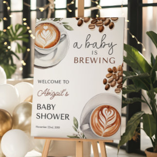 Coffee Baby Shower Welcome - Baby is Brewing 16x20 Foam Board