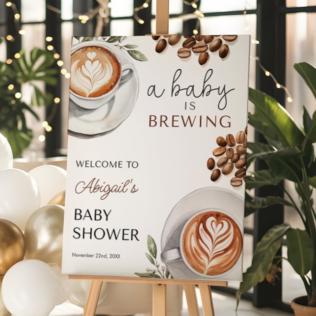 Coffee Baby Shower Welcome - Baby is Brewing 16x20 Foam Board (Coffee Baby Shower Welcome - Baby is Brewing 16x20 Foam Board)