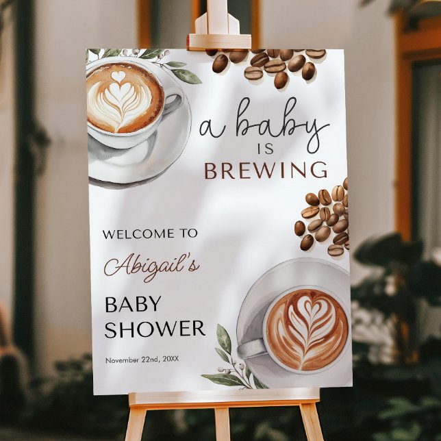 Coffee Baby Shower Welcome - Baby is Brewing 18x24 Foam Board (Coffee Baby Shower Welcome - Baby is Brewing 18x24 Foam Board)