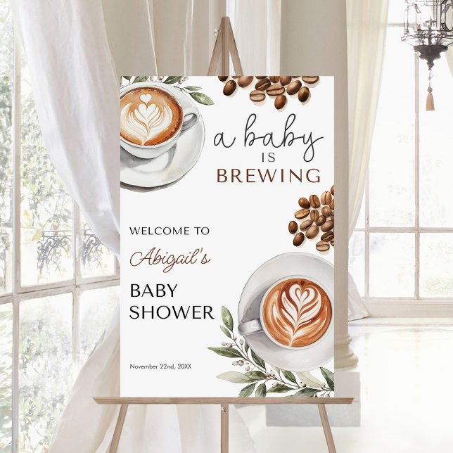 Coffee Baby Shower Welcome - Baby is Brewing 24x36 Foam Board (Coffee Baby Shower Welcome - Baby is Brewing 24x36 Foam Board)