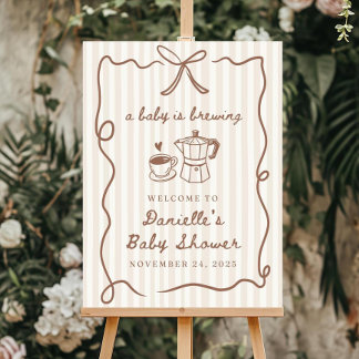 Coffee Baby Shower Welcome Sign A Baby Is Brewing 