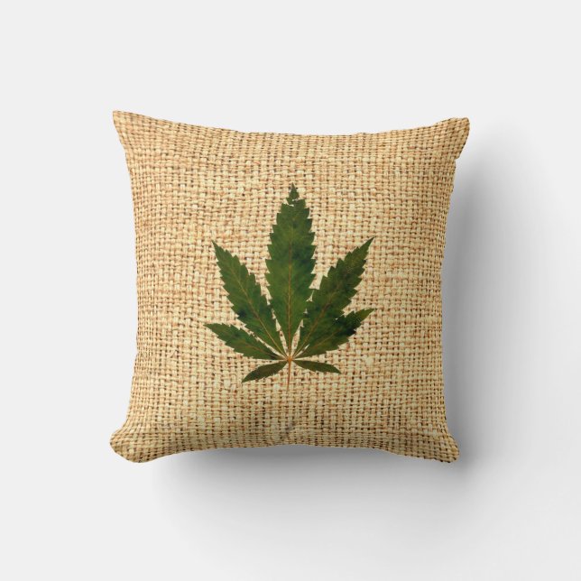 Coffee Bag Burlap-look Throw Pillow (Front)
