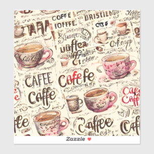 Coffee bakery business coffee pattern sticker