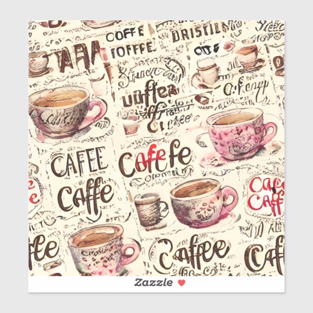 Coffee bakery business coffee pattern sticker (Sheet)