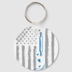 coffee baking- Vintage USA American Flag for bakin Keychain