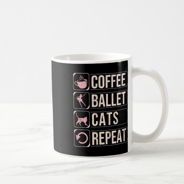 Coffee Ballet Cats Repeat Funny Dancing Dancer  Mug (Right)