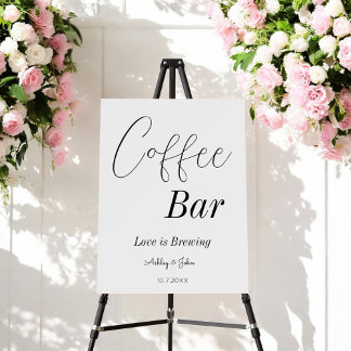Coffee Bar Black White Wedding Shower Foam Board