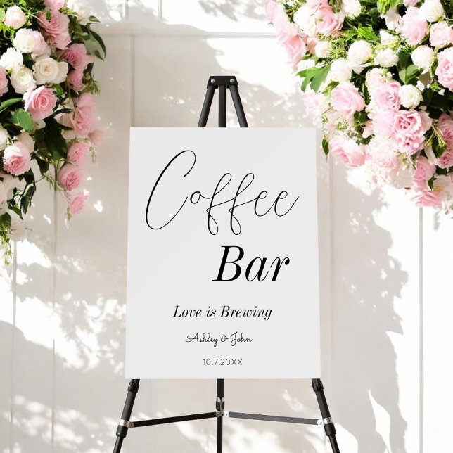 Coffee Bar Black White Wedding Shower   Foam Board (Creator Uploaded)