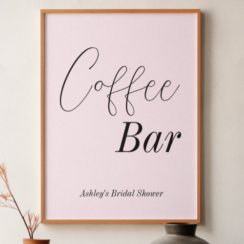 Coffee Bar Blush Pink Wedding Shower   Poster