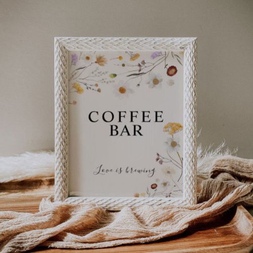 Coffee Bar Boho Wildflower Wedding Sign 