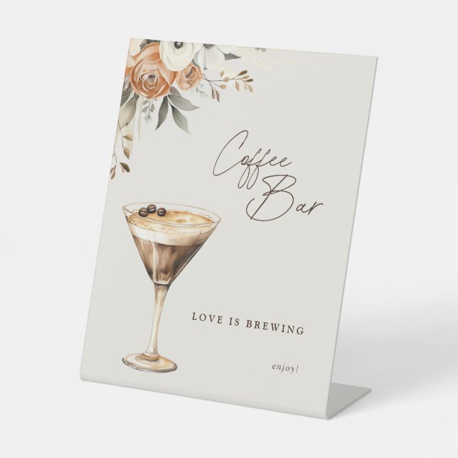 Coffee Bar Bridal Shower Espresso Martini  Pedestal Sign (Front)