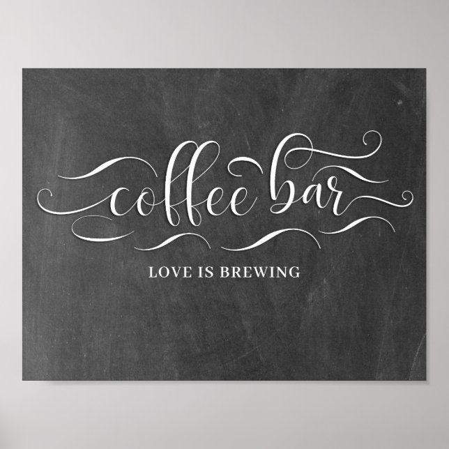 Coffee Bar Chalkboard Wedding Day Sign (Front)