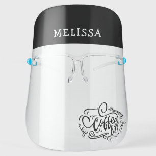coffee bar decorative script monogram face shield