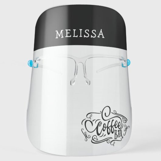 coffee bar decorative script monogram face shield (Front)