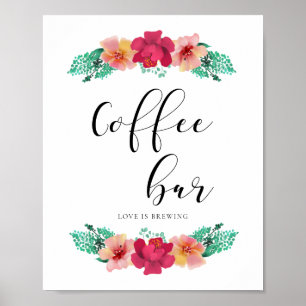 Coffee bar floral design wedding sign