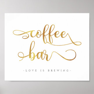 "Coffee Bar" Gold Simple Calligraphy Wedding Sign