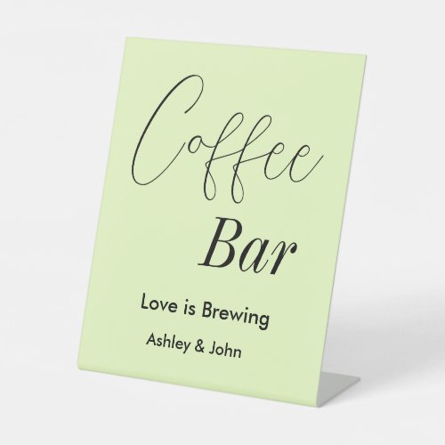 Coffee Bar Green Pastel Wedding  Pedestal Sign