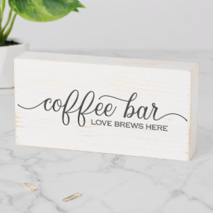 Coffee Bar Love Brews Here Wooden Box Sign